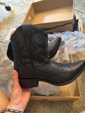Black Western-Style Ankle Booties - Women